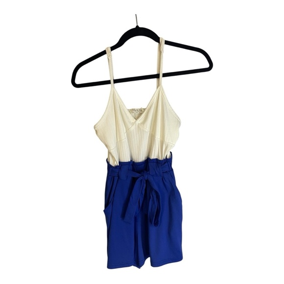 Jolie & Joy White and Blue Romper - Picture 2 of 8